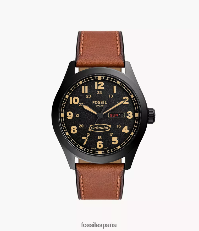 mirar 804XJ41443 equipaje hombres Fossil reloj defender de cuero con energía solar