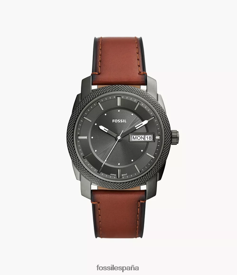 mirar 804XJ41444 marrón hombres Fossil reloj de cuero litehide con fecha de tres manecillas a máquina
