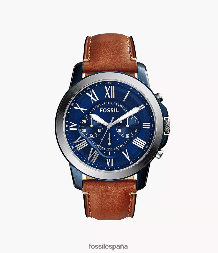 mirar 804XJ41446 marrón hombres Fossil reloj cronógrafo Grant de piel ligera