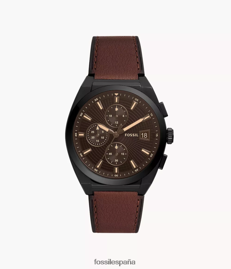 mirar 804XJ41447 marrón hombres Fossil reloj everett cronógrafo de piel de cuero