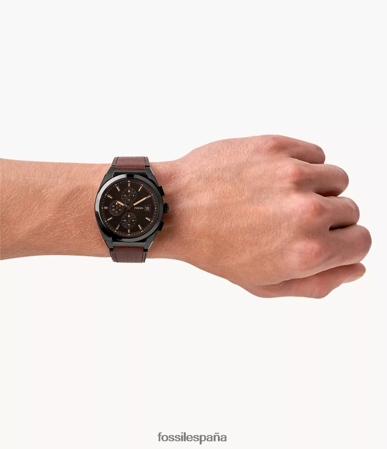 mirar 804XJ41447 marrón hombres Fossil reloj everett cronógrafo de piel de cuero