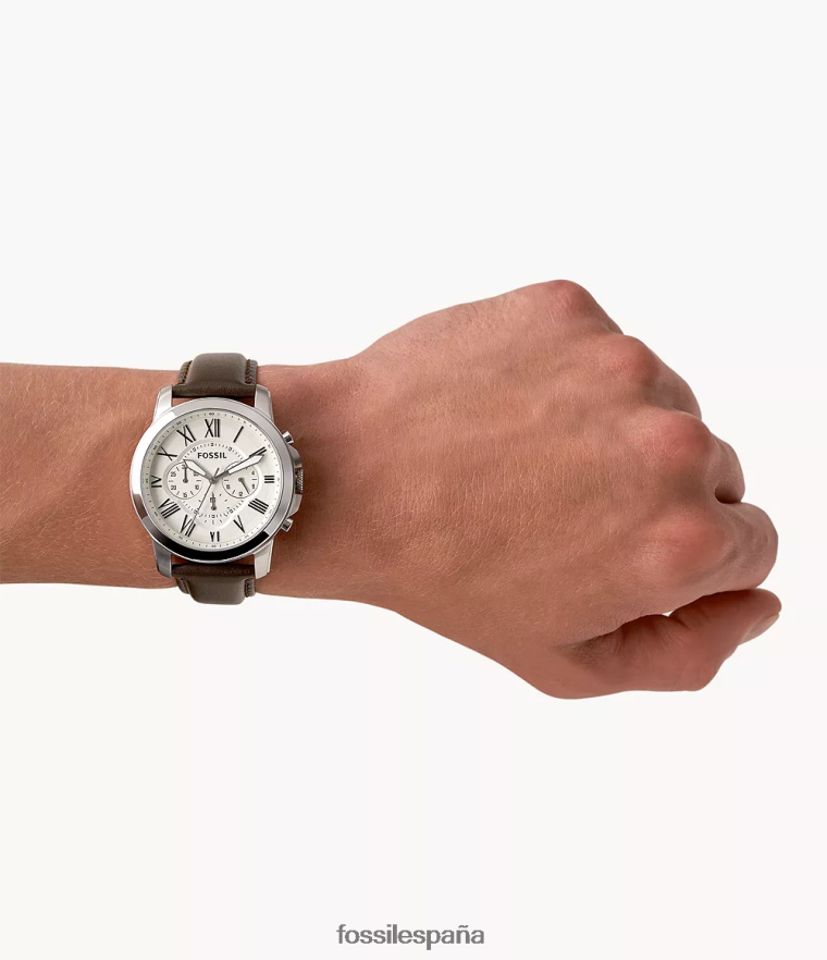 mirar 804XJ41451 marrón hombres Fossil reloj cronógrafo Grant de cuero