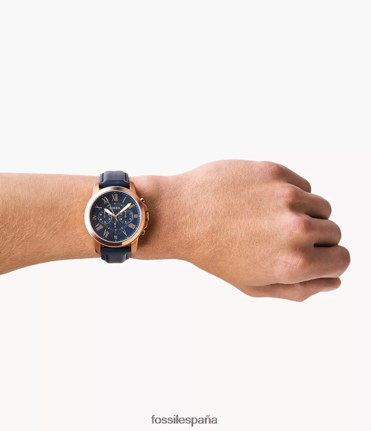 mirar 804XJ41453 Armada hombres Fossil reloj cronógrafo Grant de cuero