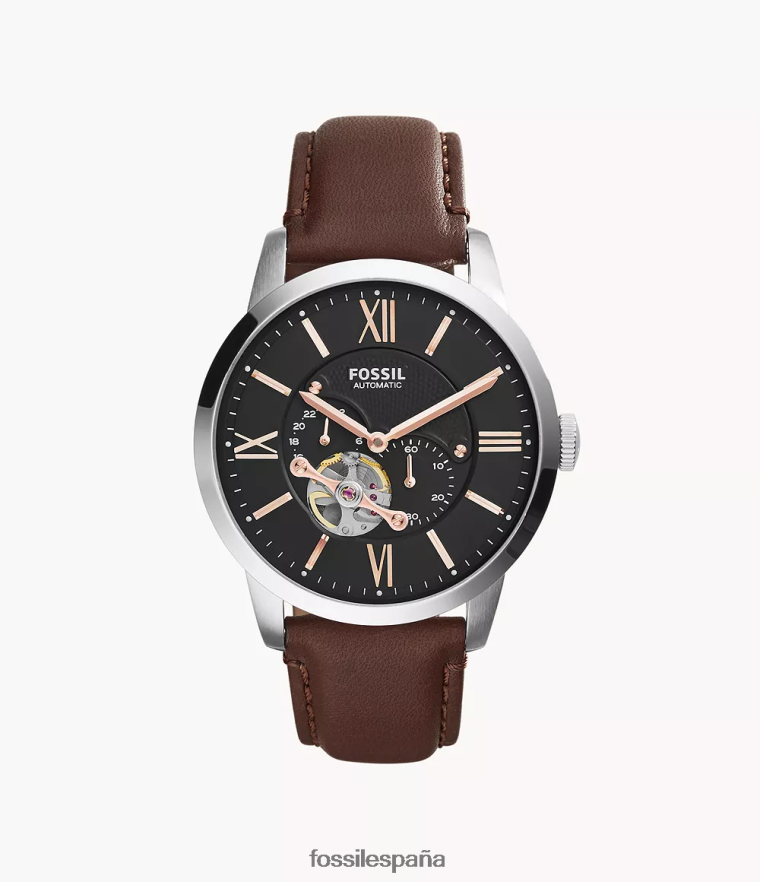 mirar 804XJ41455 marrón hombres Fossil reloj townsman automatico de cuero