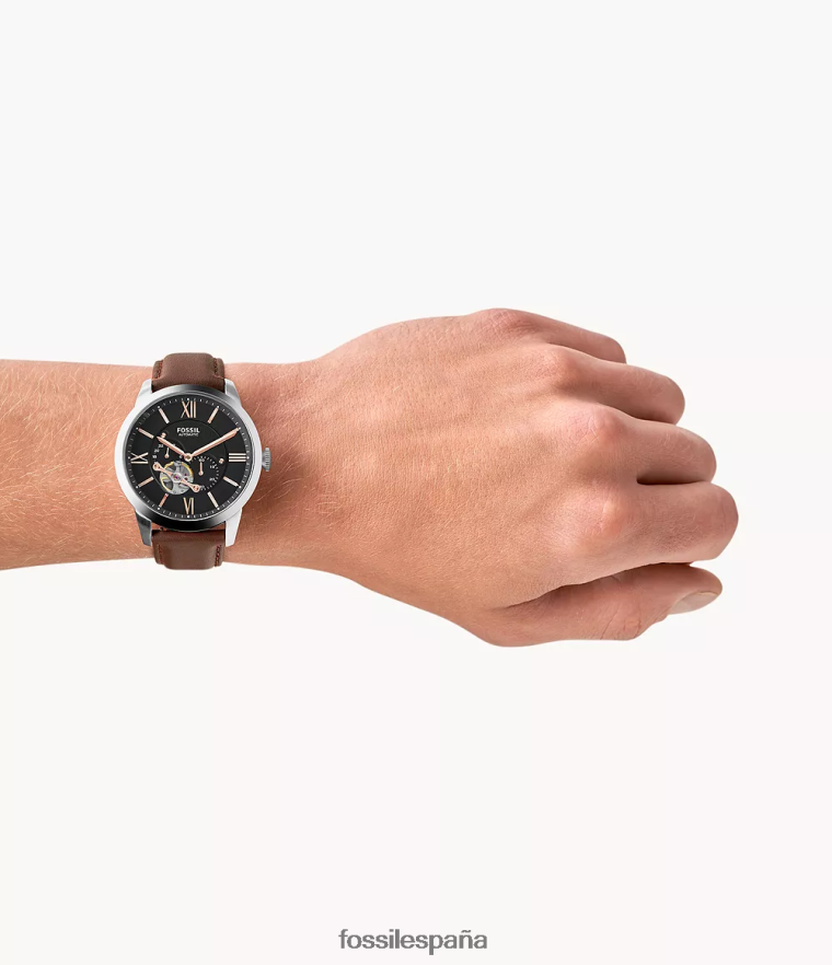 mirar 804XJ41455 marrón hombres Fossil reloj townsman automatico de cuero