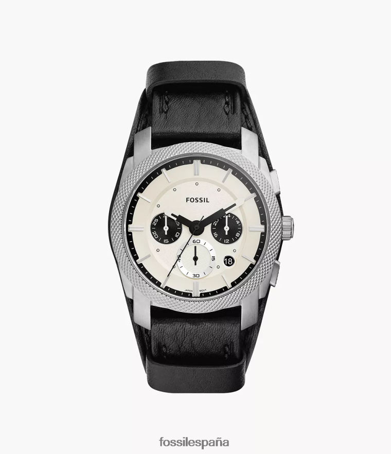 mirar 804XJ41458 negro hombres Fossil máquina cronógrafo reloj de cuero litehide
