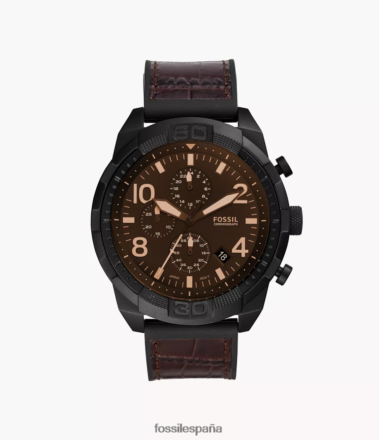 mirar 804XJ41582 cocodrilo marrón hombres Fossil reloj bronson cronógrafo de cuero y caucho