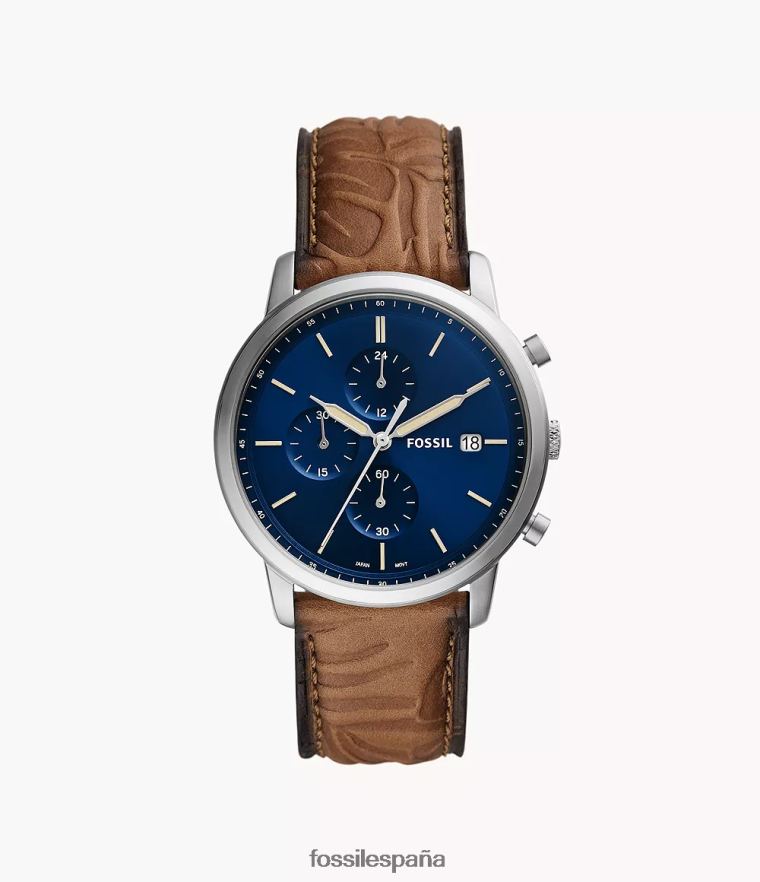 mirar 804XJ41595 broncearse hombres Fossil reloj minimalista de cuero litehide con cronógrafo