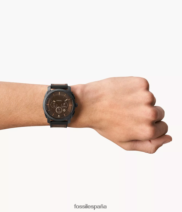 mirar 804XJ41334 marron oscuro hombres Fossil reloj inteligente híbrido machine gen 6 de cuero