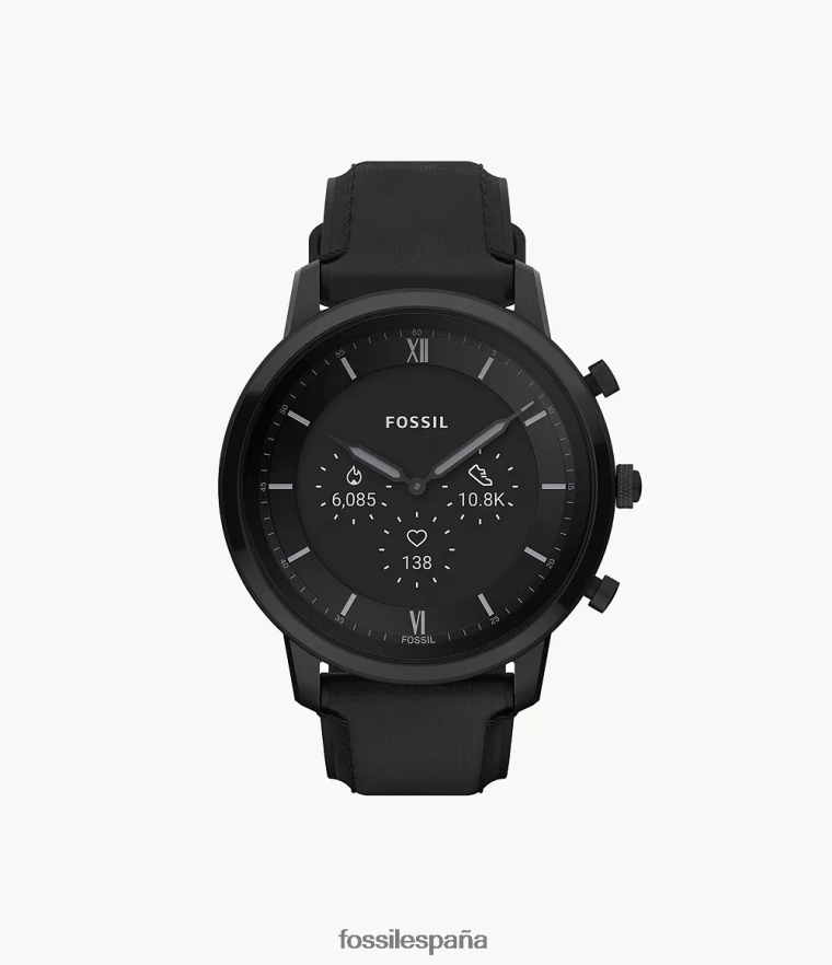 mirar 804XJ41335 negro hombres Fossil reloj inteligente híbrido neutral gen 6 de cuero
