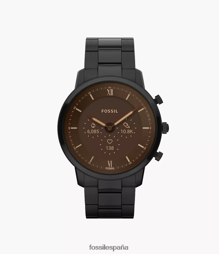 mirar 804XJ41336 negro hombres Fossil reloj inteligente híbrido neutral gen 6 de acero inoxidable