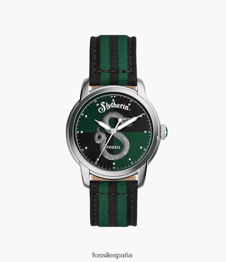 accesorio 804XJ4182 verde/negro mujer Fossil Reloj de nailon Slytherin de tres manecillas de Harry Potter de edición limitada