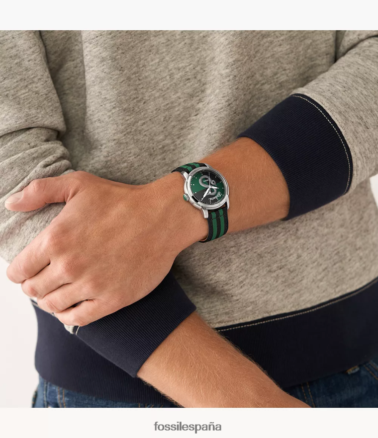 accesorio 804XJ4182 verde/negro mujer Fossil Reloj de nailon Slytherin de tres manecillas de Harry Potter de edición limitada
