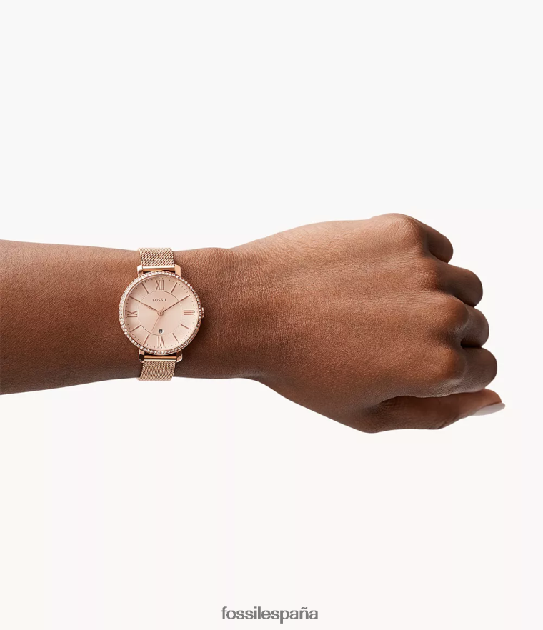 mirar 804XJ4114 tono oro rosa mujer Fossil Reloj Jacqueline de acero inoxidable con tres manecillas y fecha.