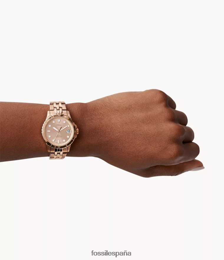 mirar 804XJ4115 tono oro rosa mujer Fossil fb-01 reloj de acero inoxidable con tres manecillas y fecha