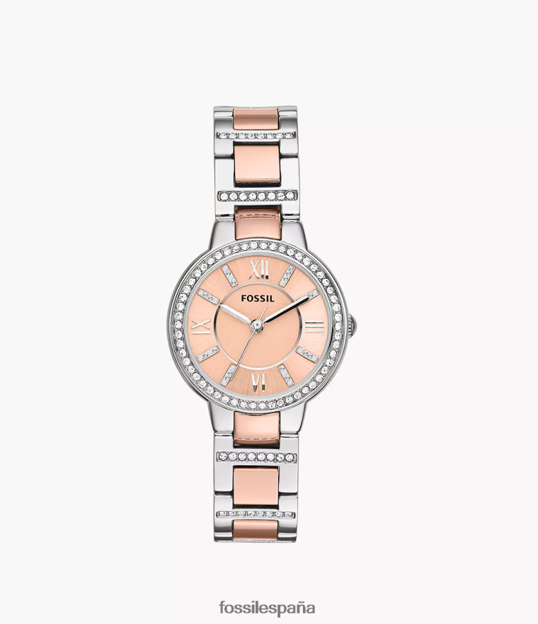 mirar 804XJ4117 Dos tonos mujer Fossil reloj virginia de acero inoxidable