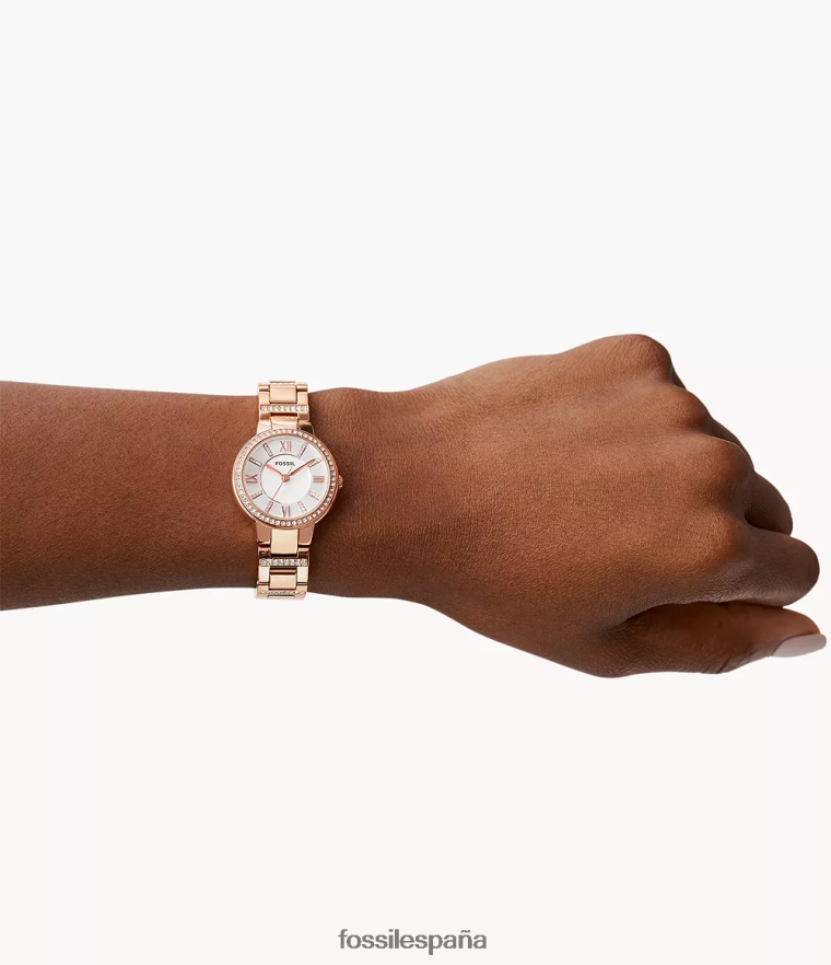mirar 804XJ4118 tono rosa mujer Fossil reloj virginia de acero inoxidable