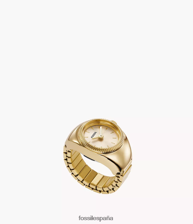 mirar 804XJ422 tono dorado mujer Fossil anillo de reloj de dos agujas de acero inoxidable