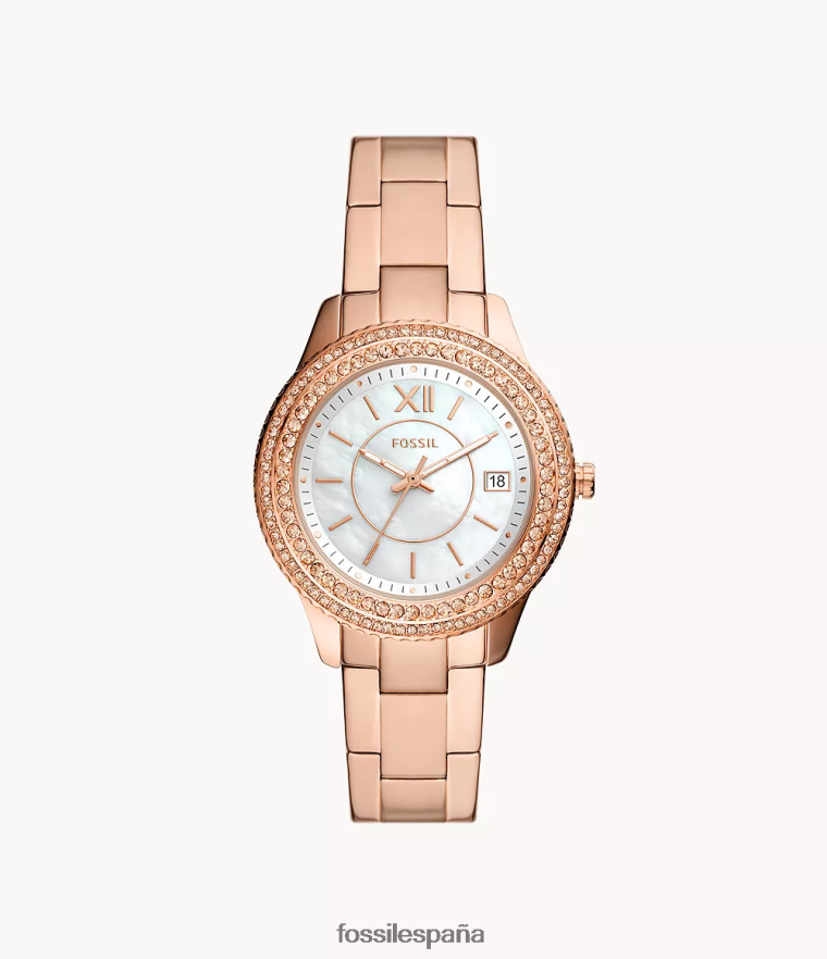 mirar 804XJ426 tono oro rosa mujer Fossil reloj stella de acero inoxidable con tres manecillas y fecha