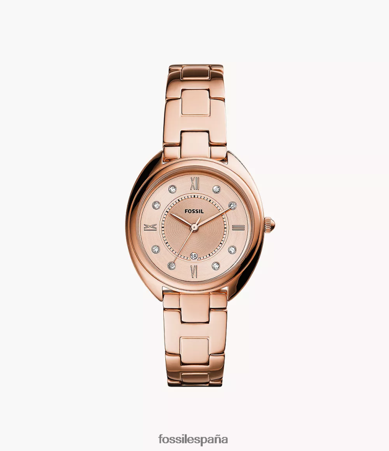 mirar 804XJ4275 tono oro rosa mujer Fossil reloj gabby de acero inoxidable con tres manecillas y fecha