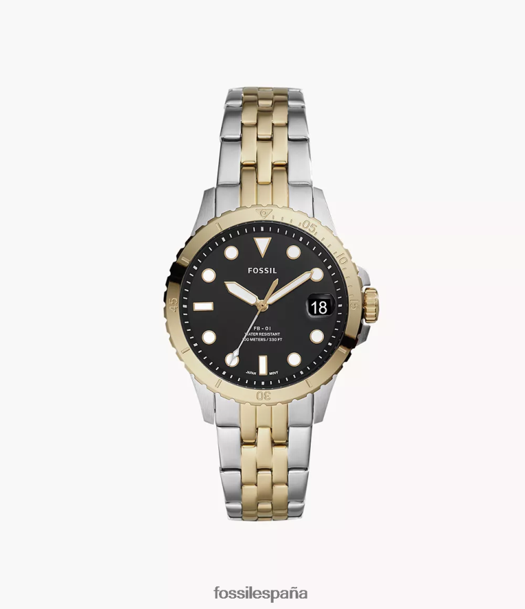 mirar 804XJ429 Dos tonos mujer Fossil fb-01 reloj de acero inoxidable con tres manecillas y fecha