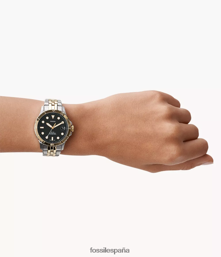 mirar 804XJ429 Dos tonos mujer Fossil fb-01 reloj de acero inoxidable con tres manecillas y fecha