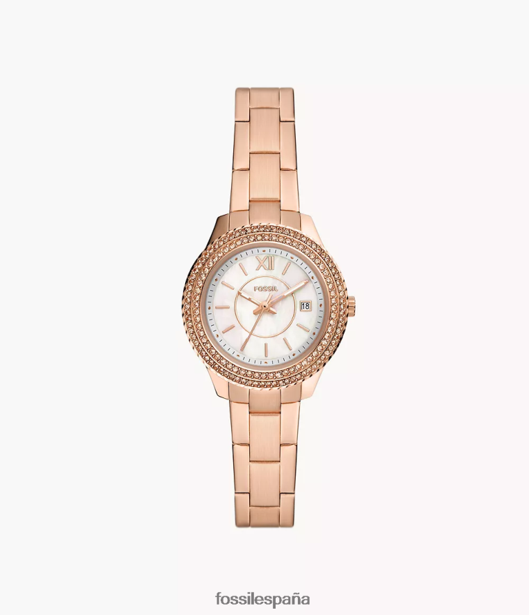 mirar 804XJ430 tono oro rosa mujer Fossil reloj stella de acero inoxidable con tres manecillas y fecha