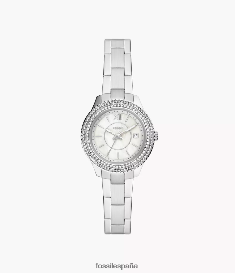 mirar 804XJ431 tono plateado mujer Fossil reloj stella de acero inoxidable con tres manecillas y fecha