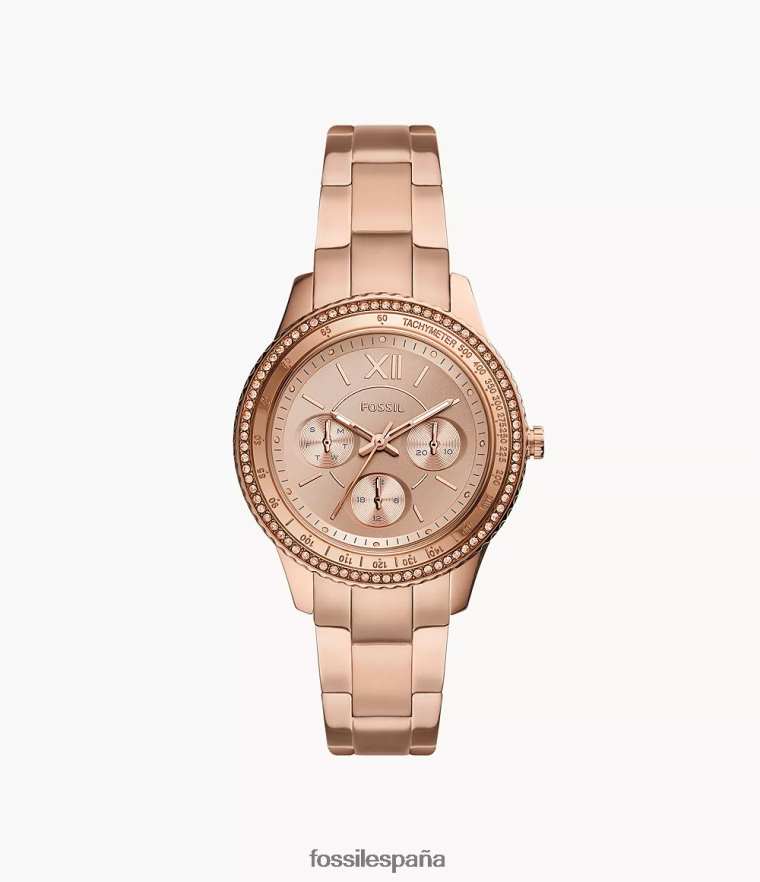 mirar 804XJ433 tono oro rosa mujer Fossil reloj stella sport multifunción de acero inoxidable