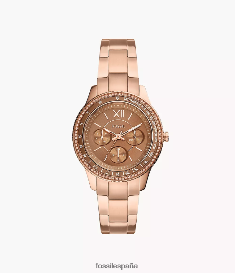 mirar 804XJ434 tono oro rosa mujer Fossil reloj stella sport multifunción de acero inoxidable