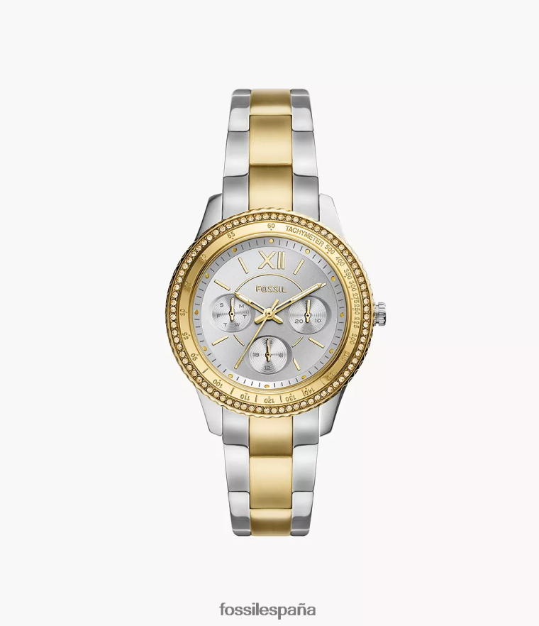 mirar 804XJ435 Dos tonos mujer Fossil reloj stella sport multifunción de acero inoxidable