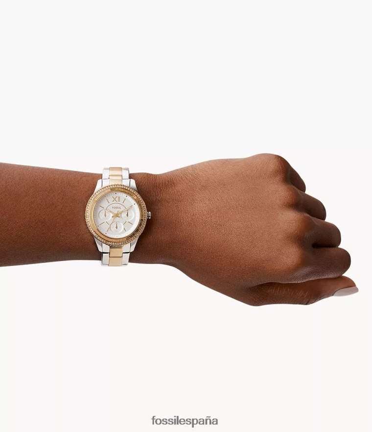 mirar 804XJ435 Dos tonos mujer Fossil reloj stella sport multifunción de acero inoxidable