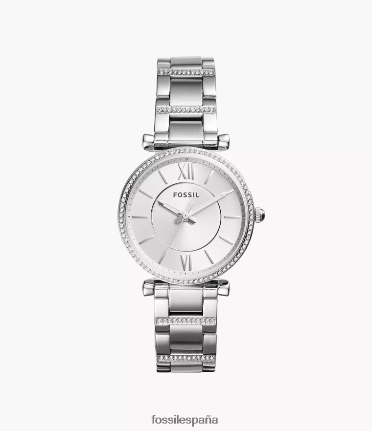mirar 804XJ442 plata mujer Fossil reloj carlie de tres manecillas de acero inoxidable