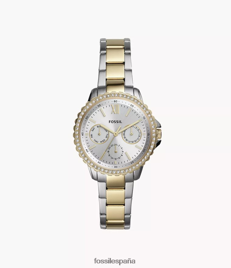 mirar 804XJ444 Dos tonos mujer Fossil reloj izzy multifunción de acero inoxidable
