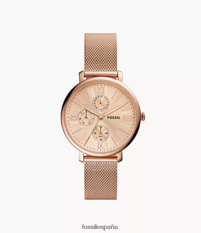 mirar 804XJ445 tono oro rosa mujer Fossil reloj jacqueline multifunción de malla de acero inoxidable