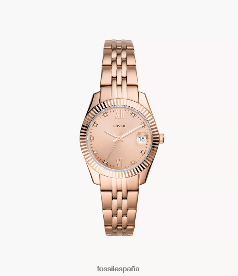 mirar 804XJ451 tono oro rosa mujer Fossil reloj scarlette mini de acero inoxidable con tres manecillas y fecha