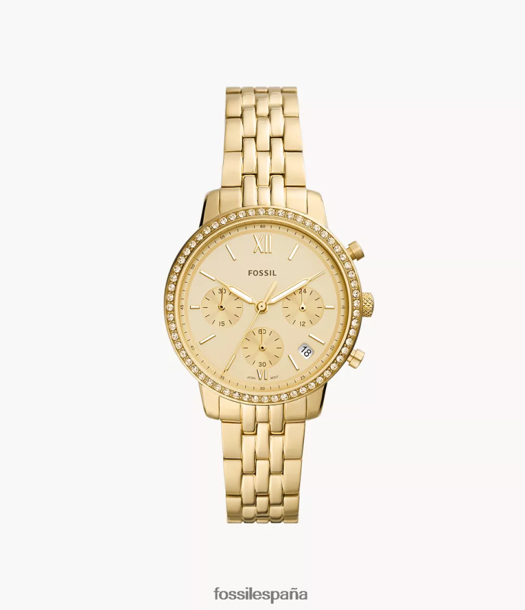 mirar 804XJ453 tono dorado mujer Fossil reloj neutro cronógrafo de acero inoxidable
