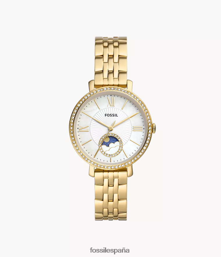mirar 804XJ458 oro mujer Fossil Reloj multifunción Jacqueline Sun Moon de acero inoxidable en tono.