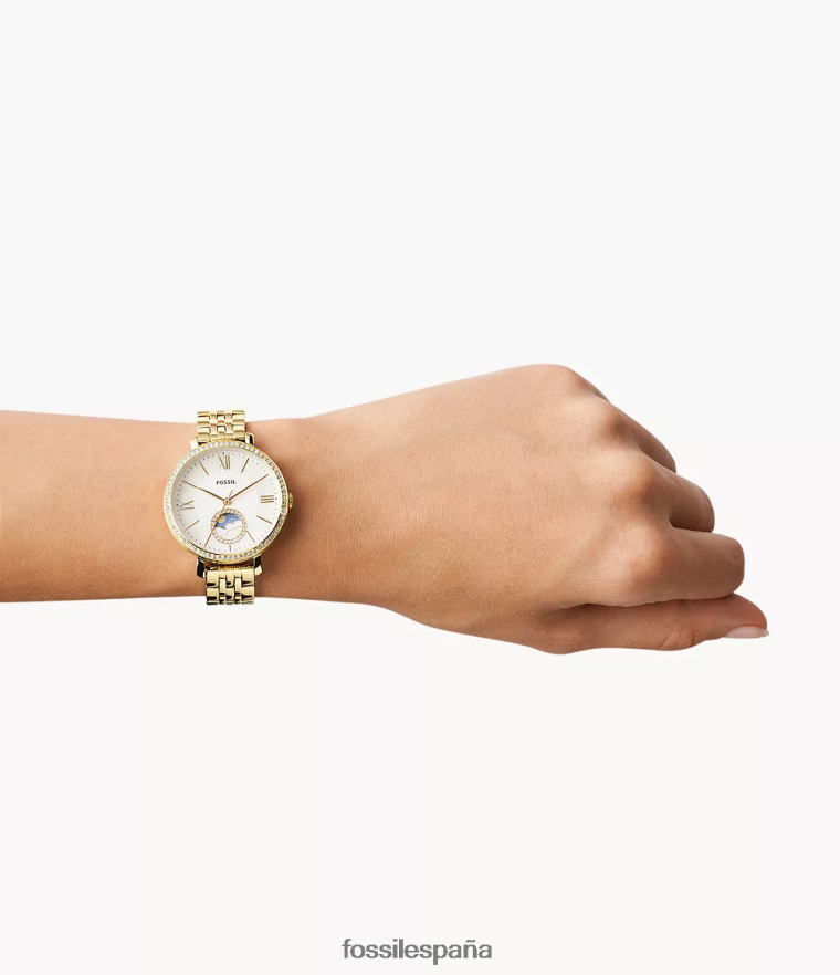 mirar 804XJ458 oro mujer Fossil Reloj multifunción Jacqueline Sun Moon de acero inoxidable en tono.
