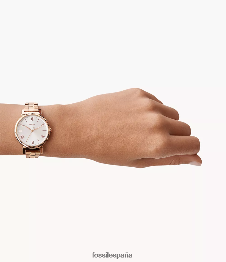 mirar 804XJ461 tono oro rosa mujer Fossil reloj margarita de tres manecillas de acero inoxidable