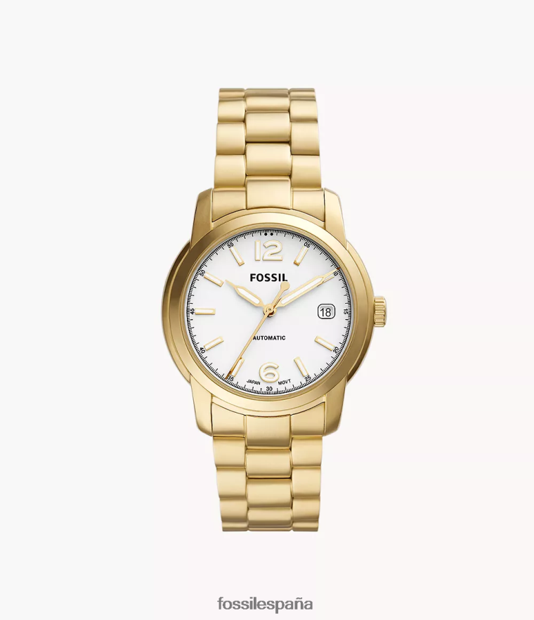 mirar 804XJ467 tono dorado mujer Fossil Reloj Heritage automático de acero inoxidable.