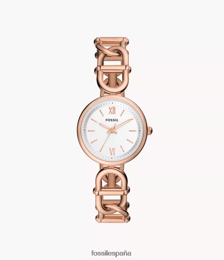 mirar 804XJ473 tono oro rosa mujer Fossil reloj carlie de tres manecillas de acero inoxidable
