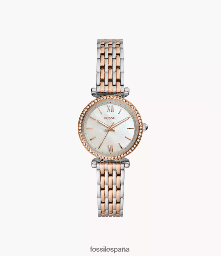 mirar 804XJ474 Dos tonos mujer Fossil reloj carlie mini de tres manecillas de acero inoxidable