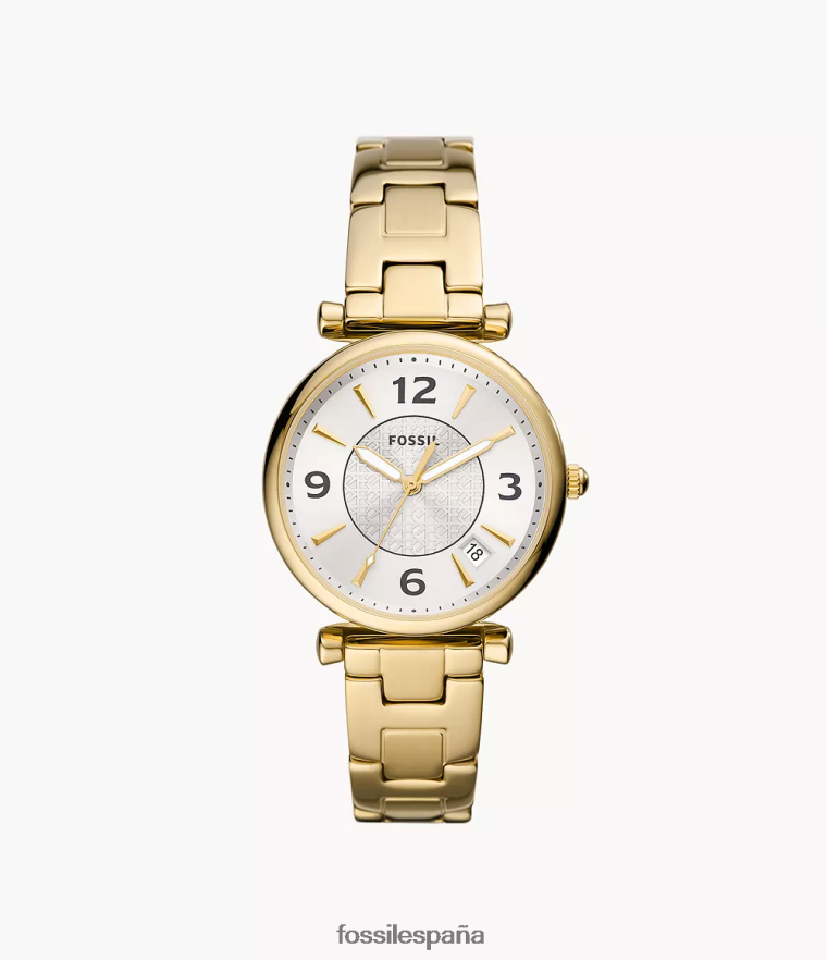 mirar 804XJ476 tono dorado mujer Fossil reloj carlie de acero inoxidable con tres manecillas y fecha