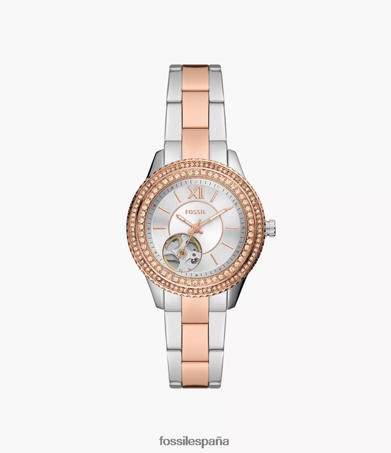 mirar 804XJ478 Dos tonos mujer Fossil reloj stella automático de acero inoxidable