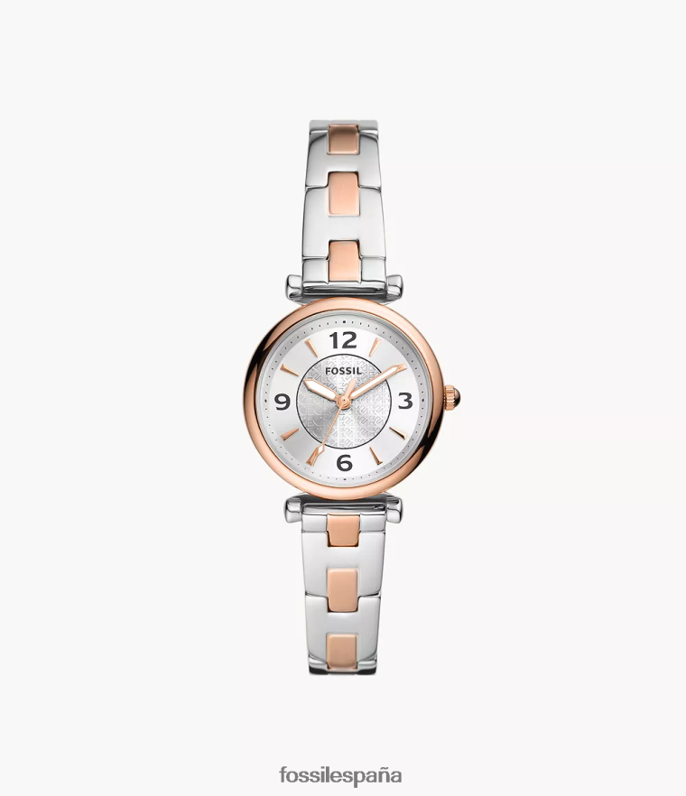 mirar 804XJ479 Dos tonos mujer Fossil reloj carlie de tres manecillas de acero inoxidable