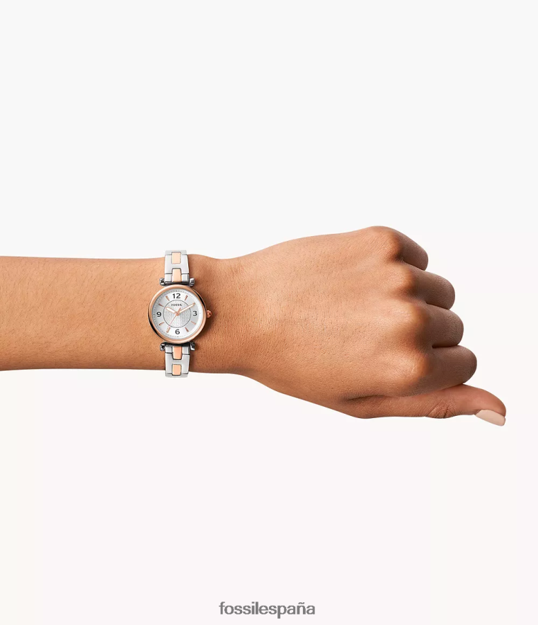 mirar 804XJ479 Dos tonos mujer Fossil reloj carlie de tres manecillas de acero inoxidable