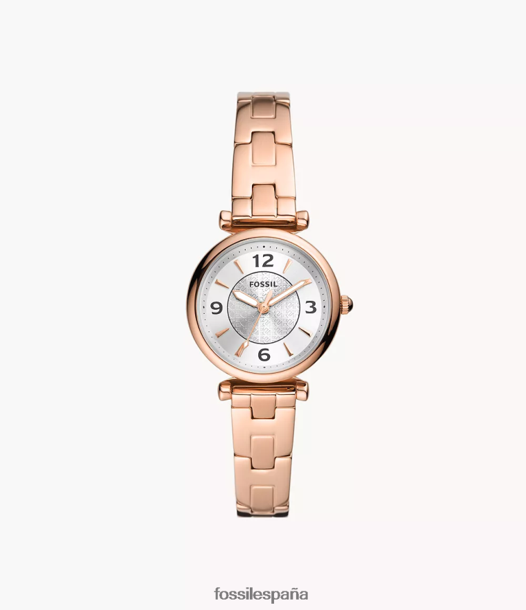 mirar 804XJ480 tono oro rosa mujer Fossil reloj carlie de tres manecillas de acero inoxidable