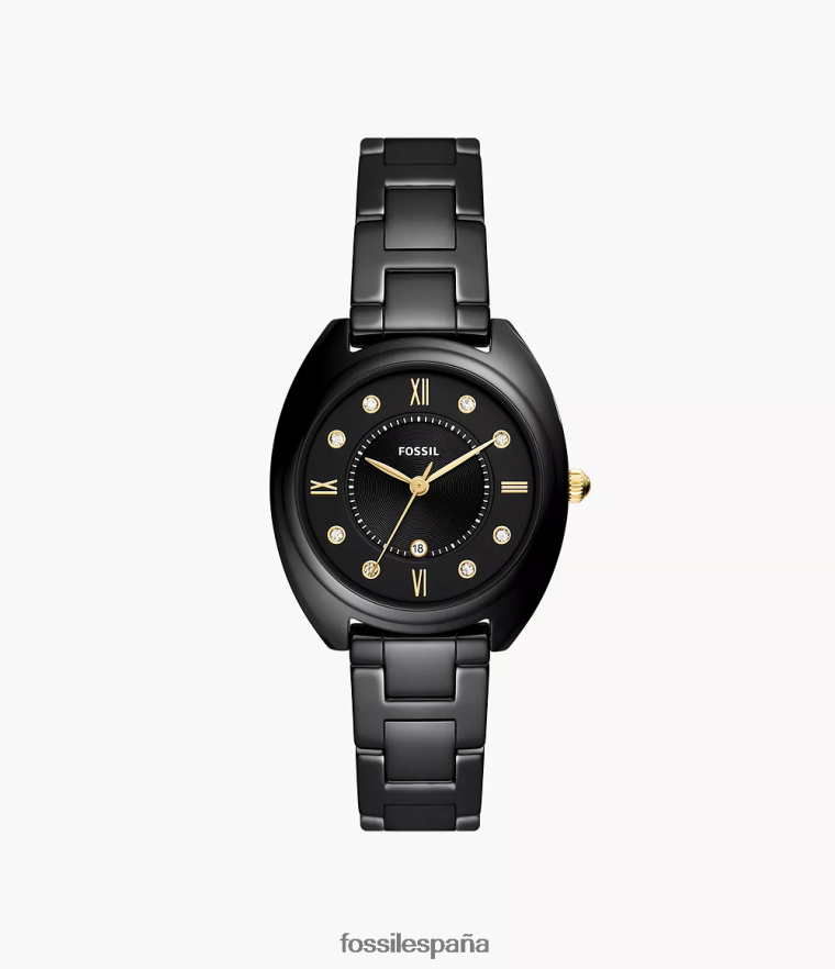 mirar 804XJ483 negro mujer Fossil reloj gabby de acero inoxidable y cerámica con tres manecillas y fecha