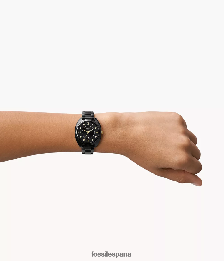 mirar 804XJ483 negro mujer Fossil reloj gabby de acero inoxidable y cerámica con tres manecillas y fecha